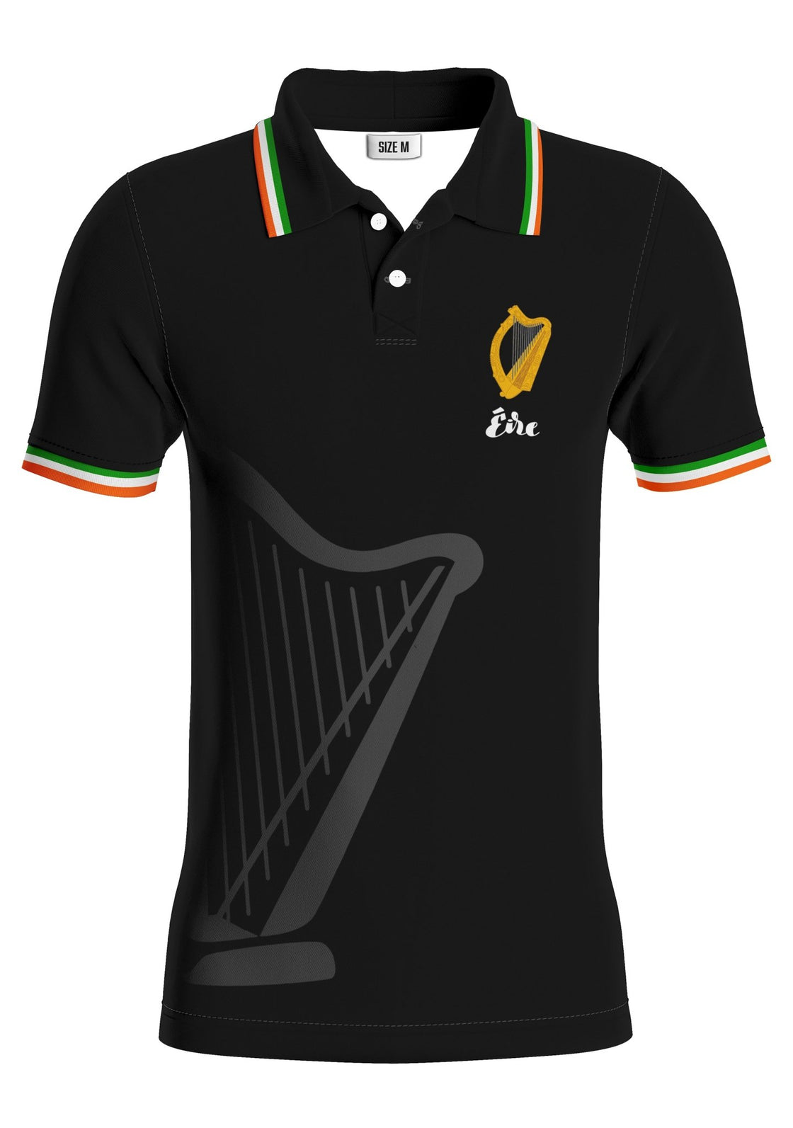 Proclamation Polo Shirt – Black | Harp & Éire Emblem Design - My Irish T-Shirts