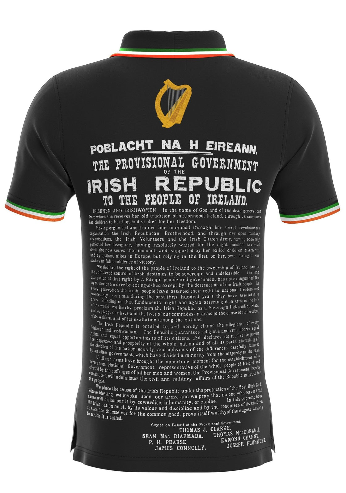 Proclamation Polo Shirt – Black | Harp & Éire Emblem Design - My Irish T-Shirts